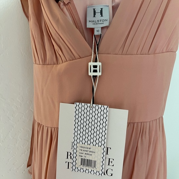 Silk Tie Waist Gown in Bisque - Picture 4 of 5